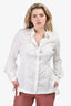 Roland Mouret White Ruffle Button-Down Top Size 38