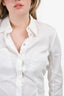 Roland Mouret White Ruffle Button-Down Top Size 38