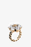 Gucci Antique Gold Crystal Flower GG Ring Size 5.5