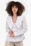 Ganni White Ruffle Lapel Blouse Size 36