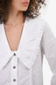 Ganni White Ruffle Lapel Blouse Size 36