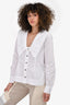 Ganni White Ruffle Lapel Blouse Size 36