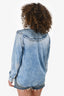 Ganni Blue Denim Ruffle Lapel Top Size 4