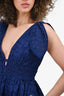 Self-Portrait Navy Eyelet Detail Sleeveless Midi Dress Size 4