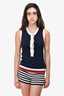 Moncler Navy Striped Vintage Knit Romper Size 2