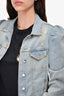 Retrofete Light Wash Distressed Denim Jacket Size S