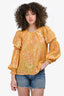 Ulla Johnson Yellow Metallic Floral Blouse Size 0