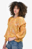 Ulla Johnson Yellow Metallic Floral Blouse Size 0