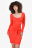 Line by K Orange Ribbed Knot Front Dress Size XS