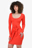 Line by K Orange Ribbed Knot Front Dress Size XS