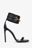 Gucci Black Leather Horsebit Embellished Sandals Size 38