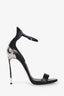 Casadei Black Leather Sandals Size 38.5