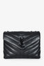 Saint Laurent Black Leather Chevron Small 'Lou Lou' Crossbody BHW