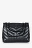 Saint Laurent Black Leather Chevron Small 'Lou Lou' Crossbody BHW