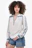Veronica Beard White/Blue Embroidered Blouse Size 2