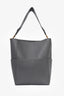 Celine Grey Leather Medium 'Seau Sangle' Bucket Bag