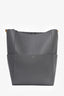 Celine Grey Leather Medium 'Seau Sangle' Bucket Bag