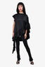 Simone Rocha Black Silk Ruffle Asymmetrical Top Size 6