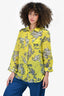 Weekend Max Mara Neon Yellow Floral Button Down Size 12