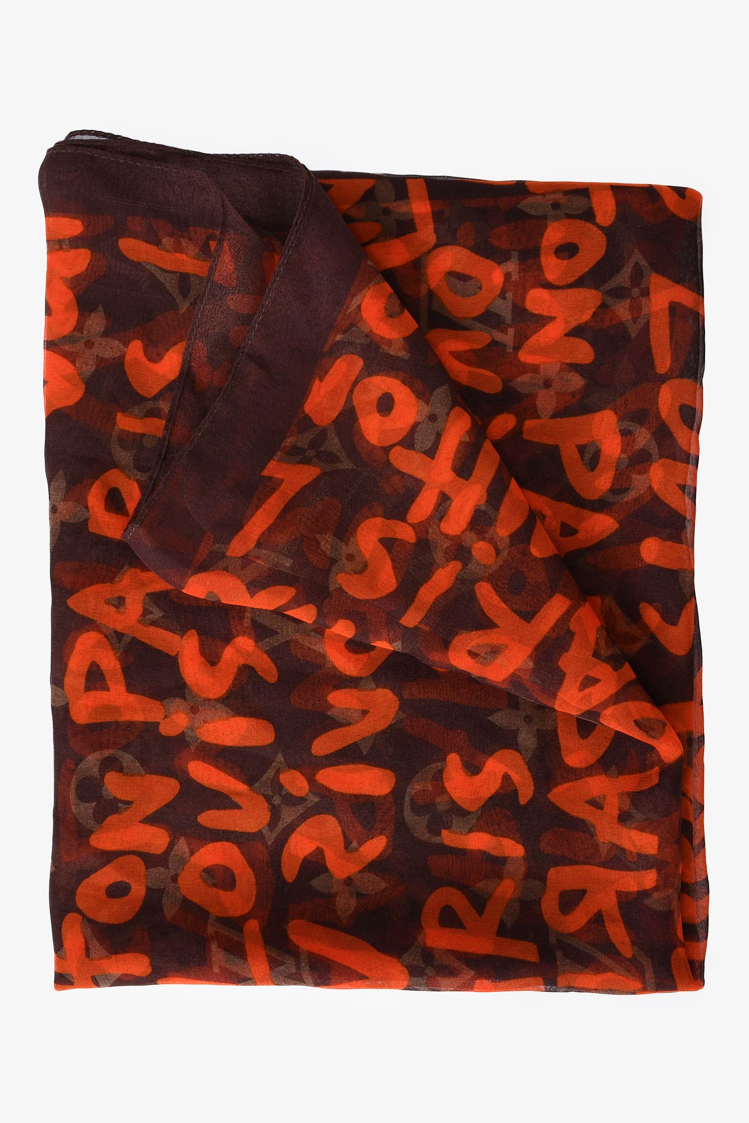 Louis Vuitton x Stephen Sprouse Brown/Orange Silk Graffiti LV