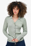 Sandro Green Ribbed Button Down Top Size 2