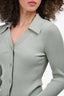 Sandro Green Ribbed Button Down Top Size 2