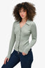 Sandro Green Ribbed Button Down Top Size 2