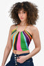 Siedres Multicolour Knit Halterneck Crop Top Size S