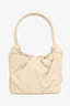 Staud Cream Leather Pleated Shoulder Bag