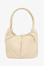 Staud Cream Leather Pleated Shoulder Bag