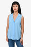 Equipment Blue Sleeveless Collared Top Size S