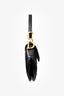 Christian Dior 2019 Black Leather Saddle Shoulder Bag with Burgundy Canvas Strap