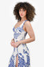 Reformation Cream/Blue Sleeveless Midi Dress Size 2
