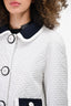 Pre-Loved Chanel™ White Perforated Fabric Jacket Size 40