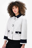 Pre-Loved Chanel™ White Perforated Fabric Jacket Size 40