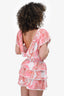 Poupette St. Barth Blue/White Leaf Print Ruffle Dress Size M