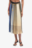 Kenzo Multicolour Stripe Pleated/Perforated Maxi Skirt Size XS