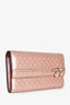 Gucci Pink Patent Leather Monogram Bow Detail Long Wallet