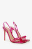 Gianvito Rossi Pink Metallic Jewel 105 Plexi Strap Sandals Size 37.5/38