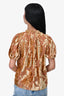 Ulla Johnson Burnt Orange/Yellow Velvet Puff Sleeve Top Size 2