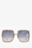 Gucci Gold Chain Trim Framed Square Sunglasses