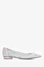 Rene Caovilla Silver Crystal Embellished 'Cinderella' Pointed Toe Flats Size 38