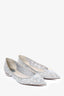 Rene Caovilla Silver Crystal Embellished 'Cinderella' Pointed Toe Flats Size 38