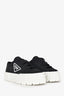 Prada Black Nylon 'Double Wheel' Platform Sneakers Size 38
