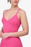 Staud Pink Ribbed Knit Sparkly Strappy Midi Dress Size S