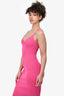 Staud Pink Ribbed Knit Sparkly Strappy Midi Dress Size S