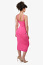 Staud Pink Ribbed Knit Sparkly Strappy Midi Dress Size S