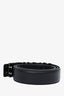 Moschino Black Leather Chrome Hardware Logo Belt Size 50 (As Is)