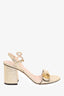 Gucci Gold Metallic T-Strap GG Marmont Sandals Size 38