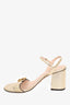 Gucci Gold Metallic T-Strap GG Marmont Sandals Size 38